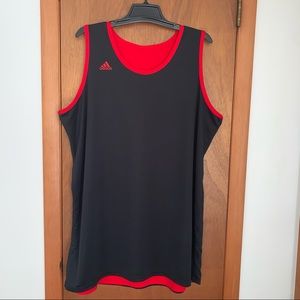 Men’s 2XL VTG ADIDAS Reversible Basketball Practice Jersey Tank Top Black Red EC